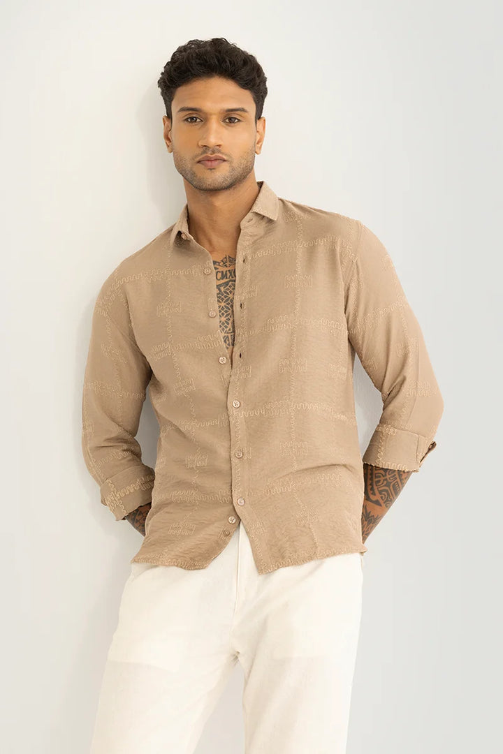 Pauline Beige Embroidered Shirt