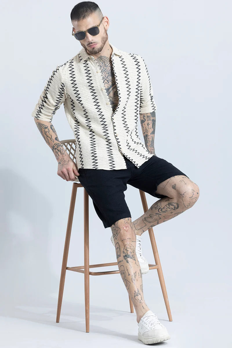 Zigwi White Crochet Shirt