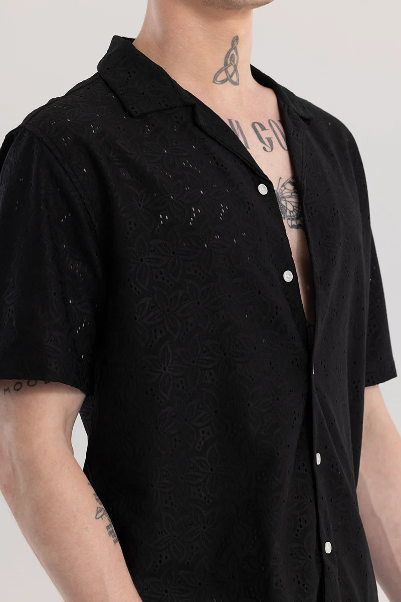 Equinox Crochet Black Shirt