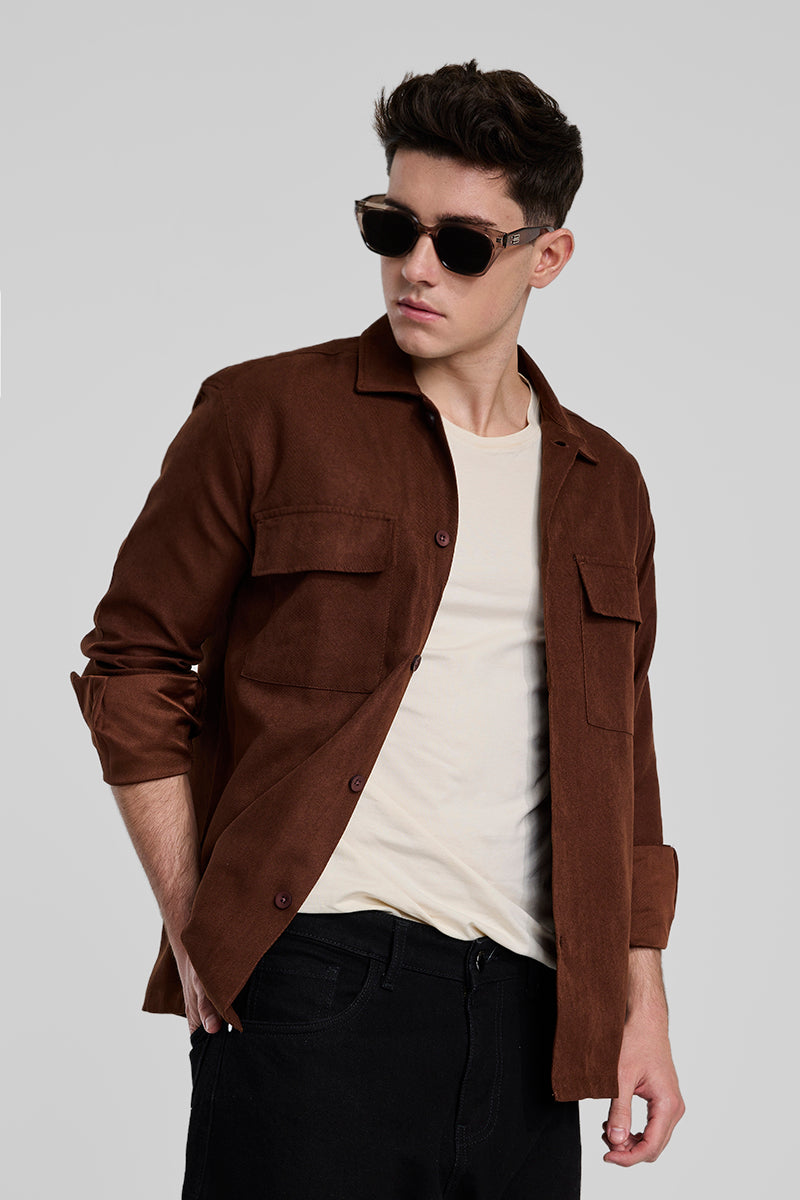 Brown Double Pocket Overshirt