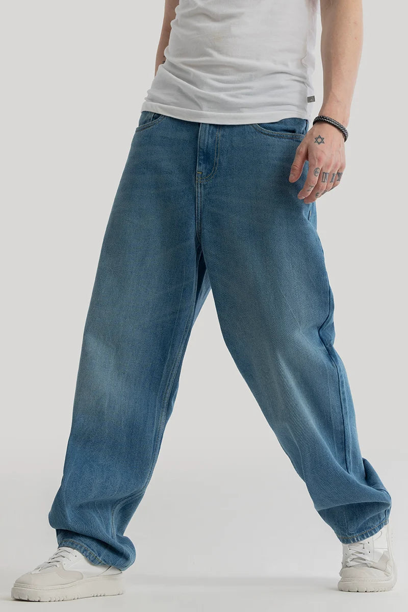 Buy Men's Lars Blue Loose Fit Jeans Online | Snitch – SNITCH