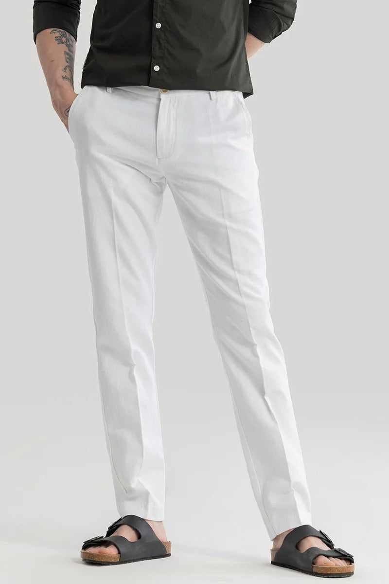 Mads White Plain Irish Linen Trousers