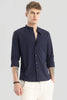 Navy Plain Mandarin Shirt