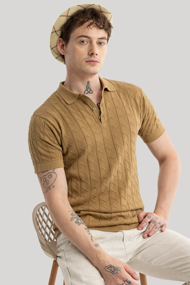 Brown knitted polo best sale