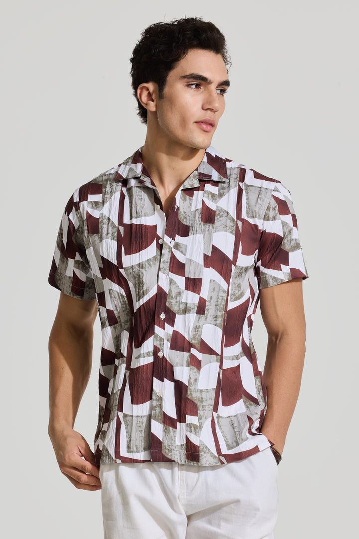 Mauve Cuban Abstract Shirt