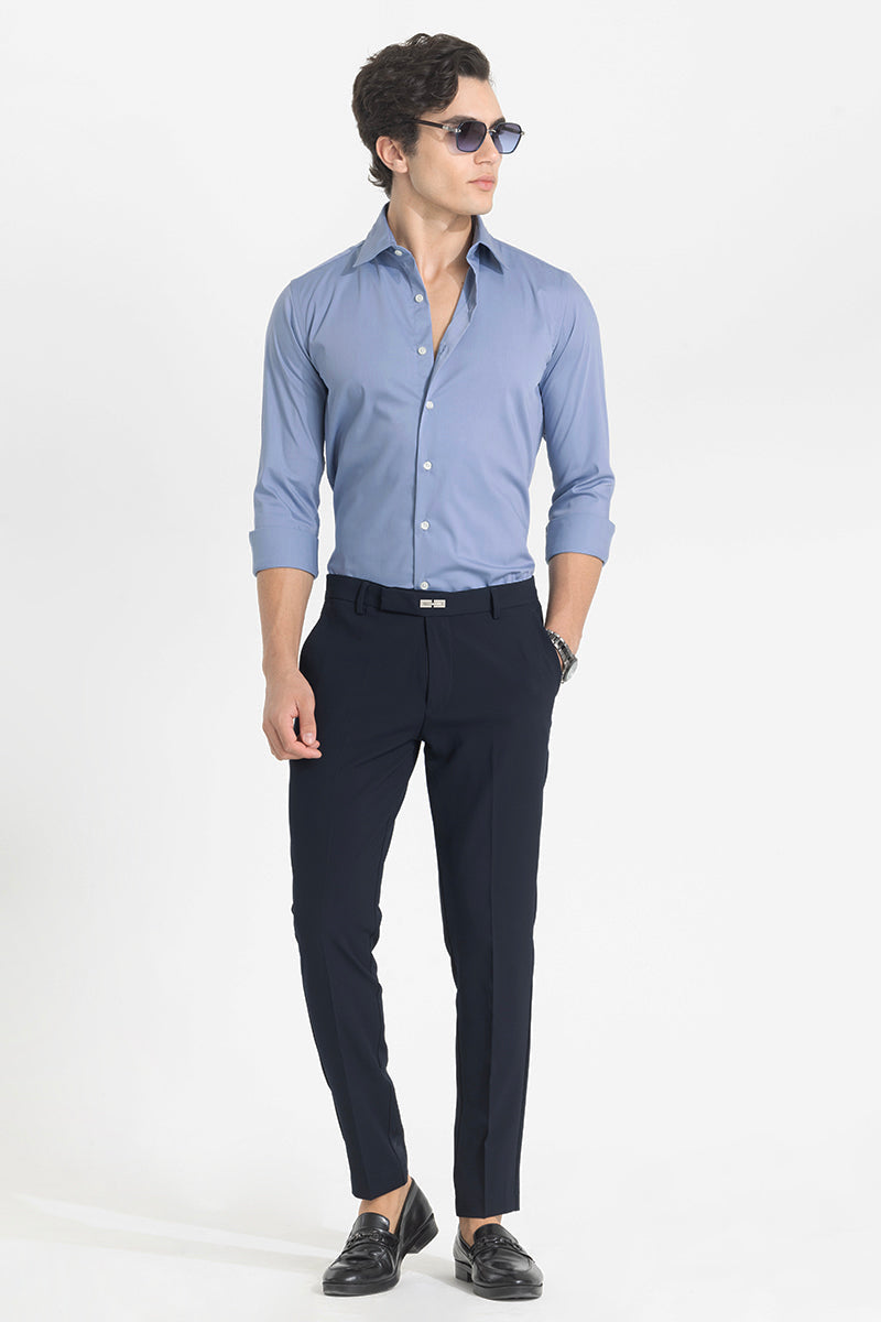 Blue Slim Fit Stretch Shirt