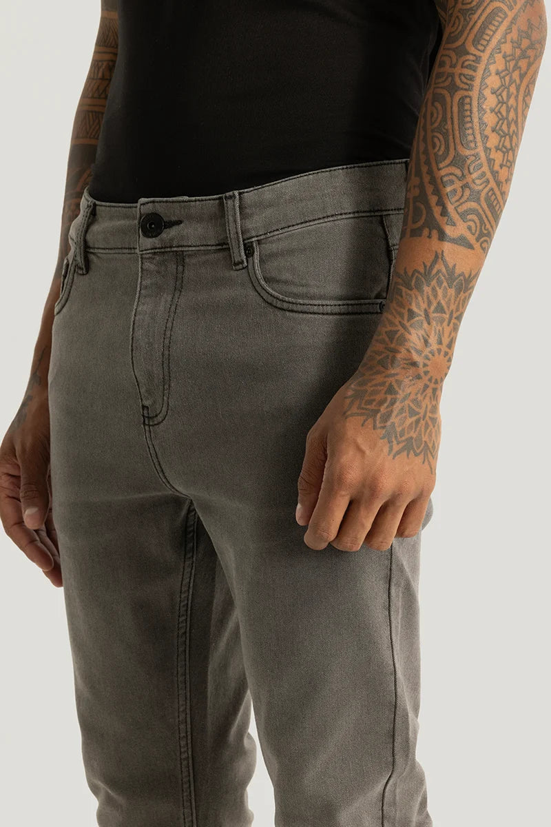 Nexus Light Grey Plain Slim Fit Jeans