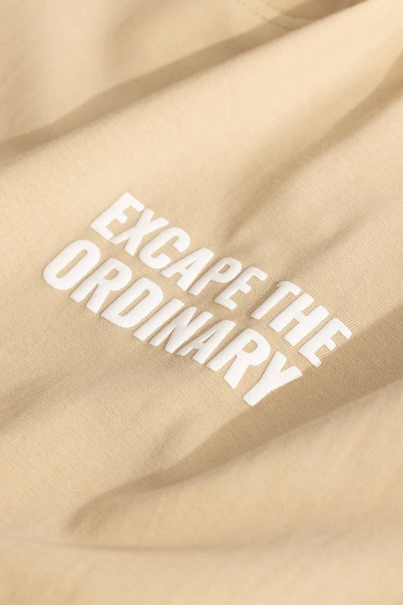 Escape The Ordinary Beige Oversized T-Shirt