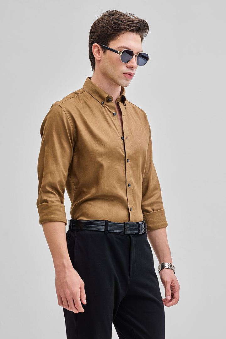 Tan Solid Twill Shirt