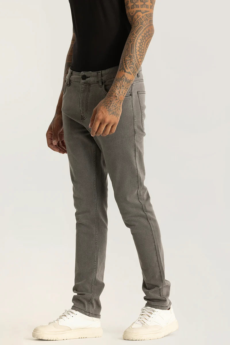 Nexus Light Grey Plain Slim Fit Jeans