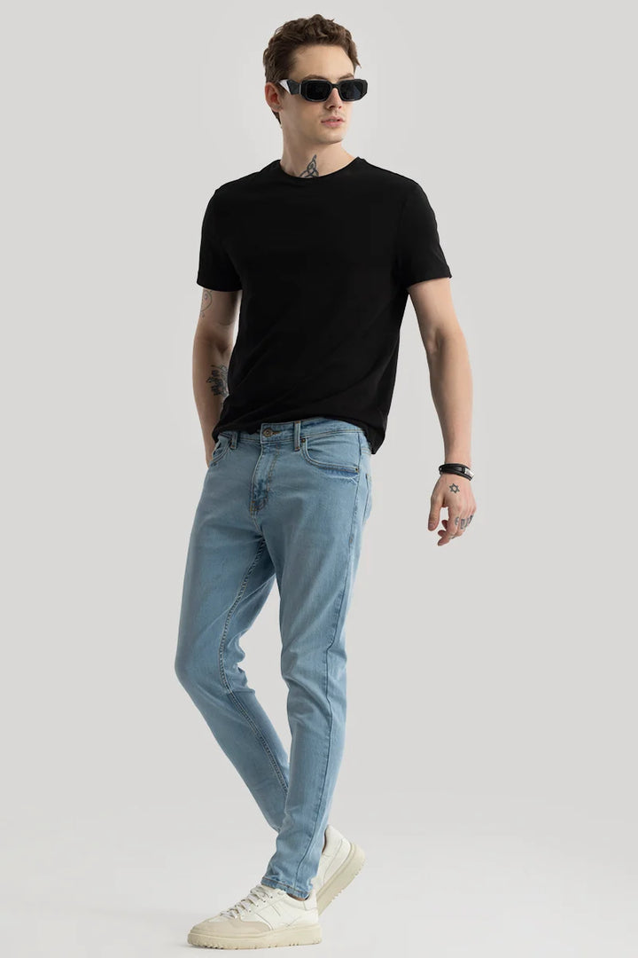 Phantom Light Blue Plain Skinny Fit Jeans