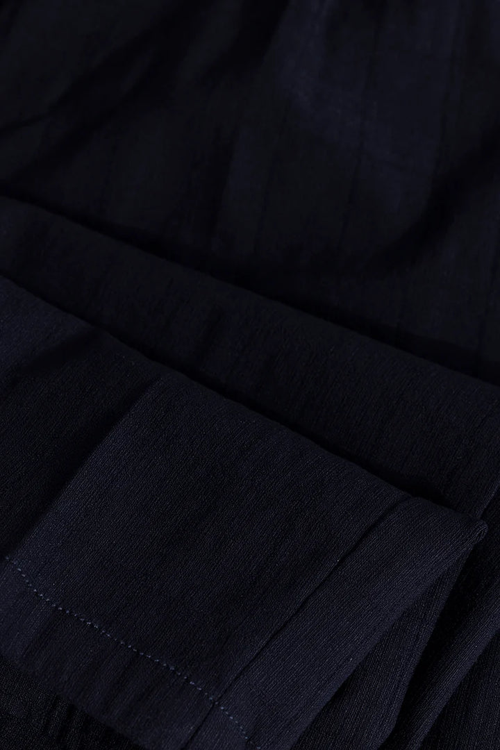 Veluxe Navy Checked Linen Blend Pant