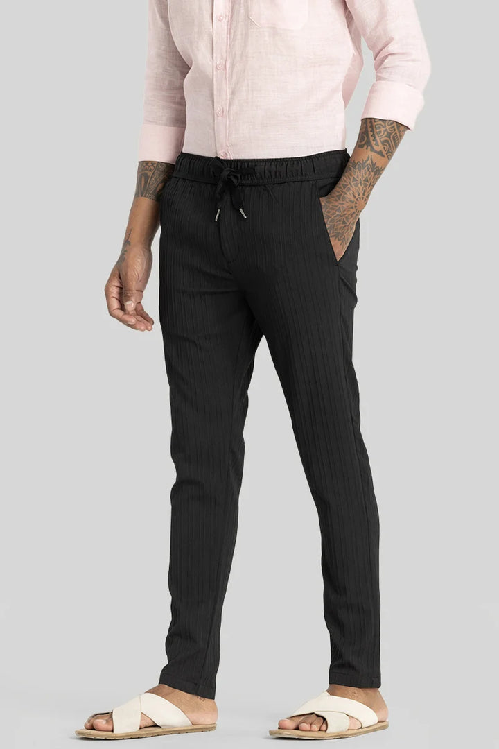 Harbor Black Plain Slim Fit Trousers