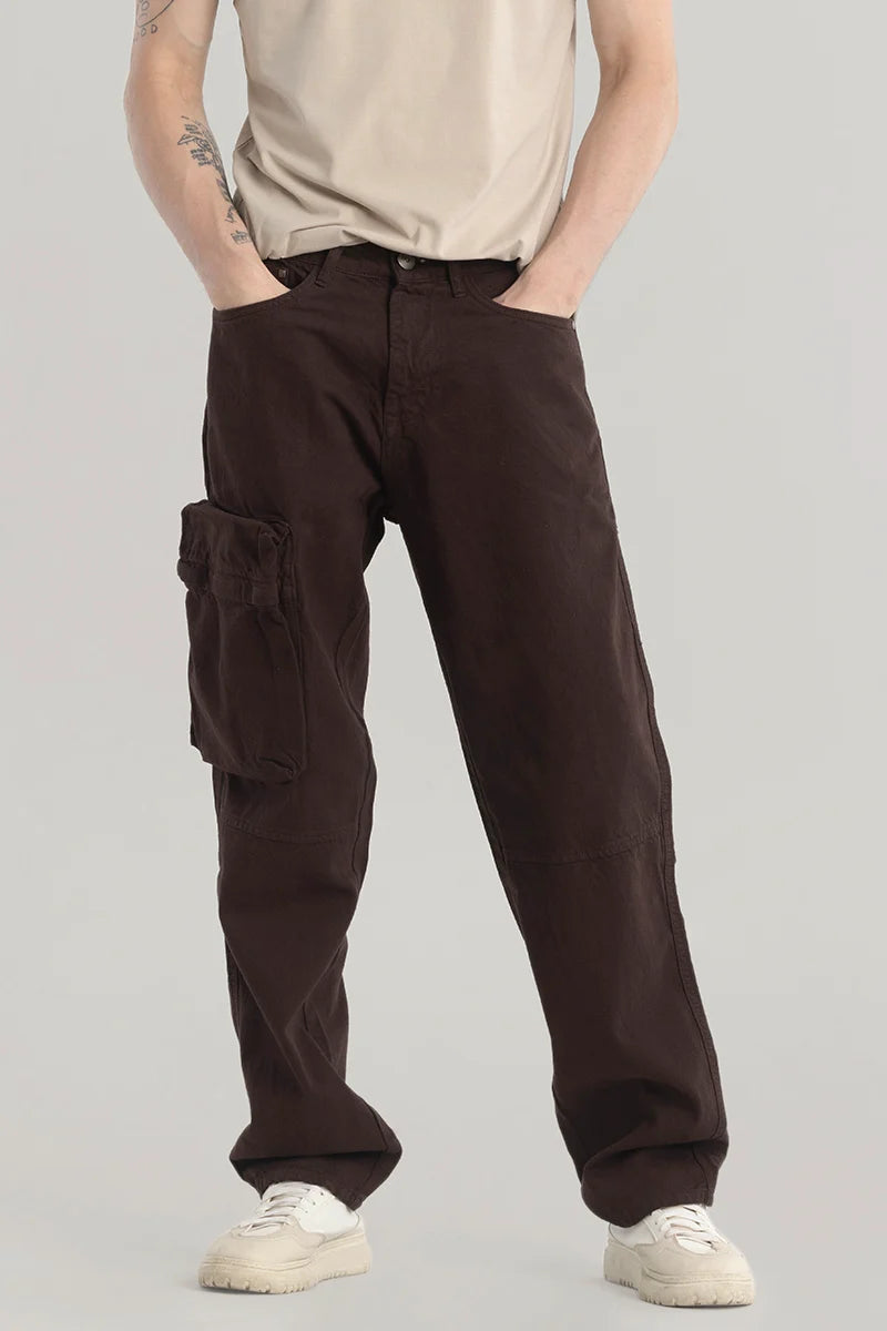 Pockeflex Brown Baggy Cargo Jeans