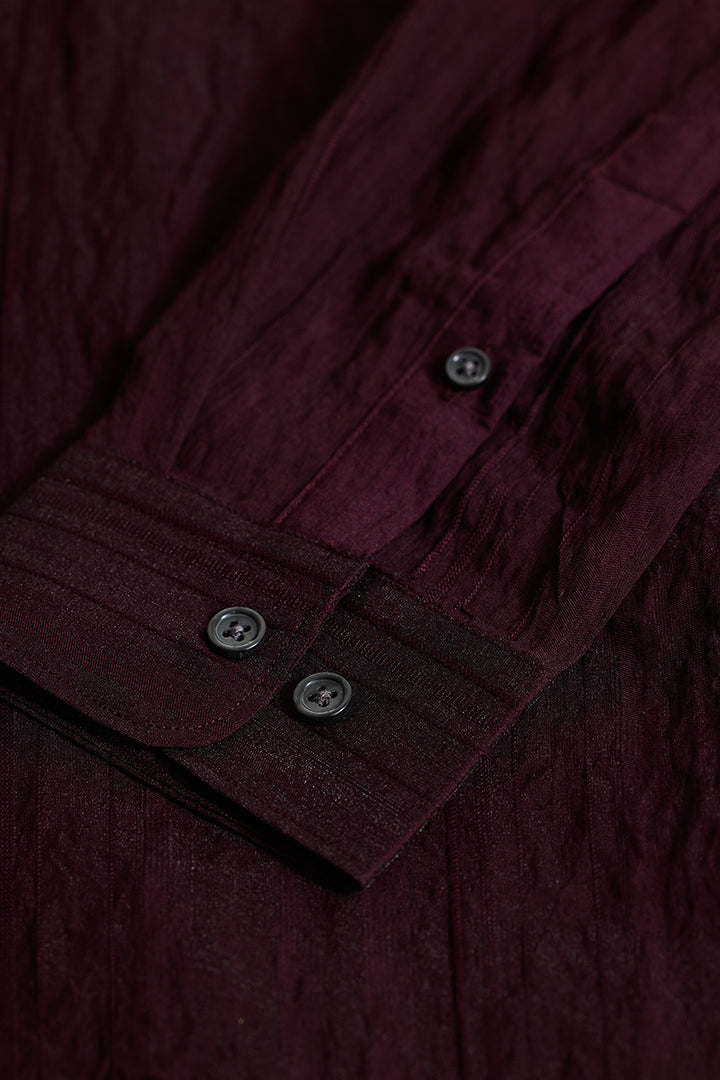 Burgundy Textured Slim Fit Shirt