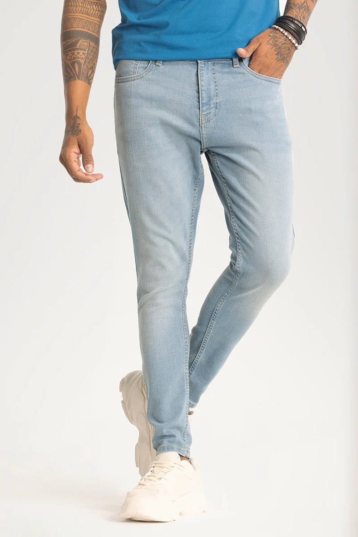 Light Blue Plain Skinny Fit Jeans