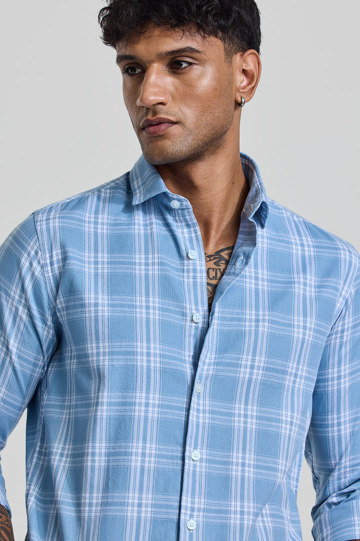 Light Blue Checks Slim Fit Shirt