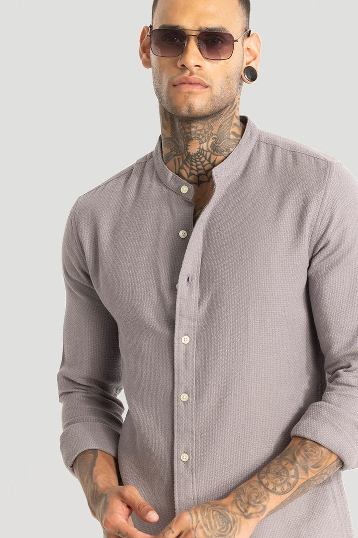 Light Grey Woven Mandarin Shirt