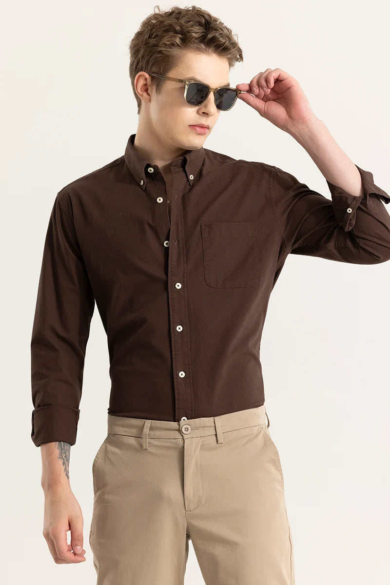 Shirtolo Plain Brown Shirt