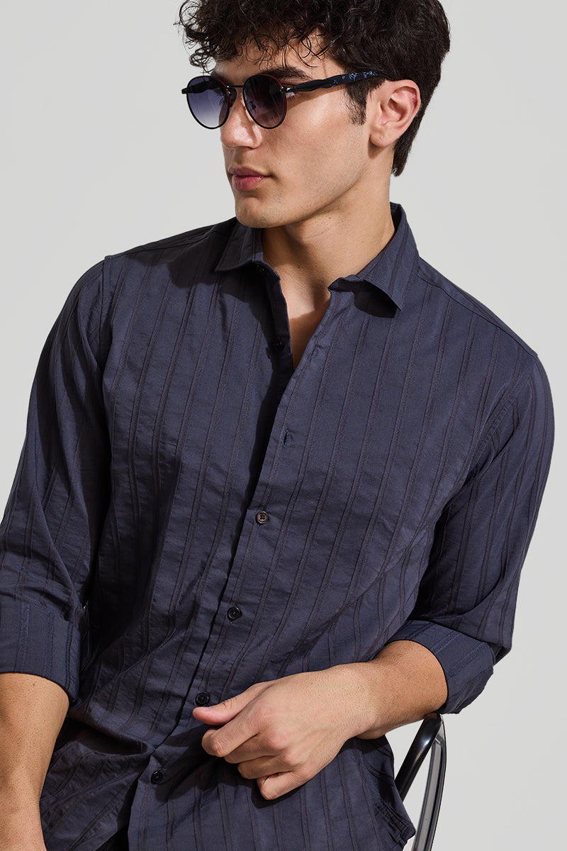 Navy Self Striped Shirt