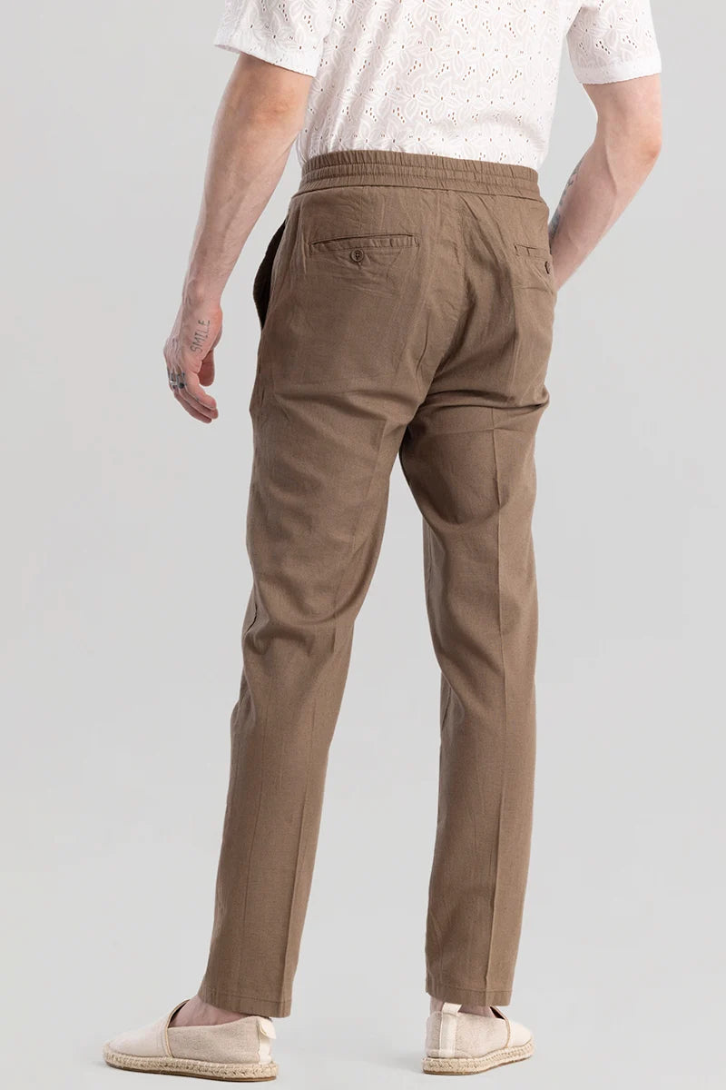 Nova Brown Linen Blend Trouser