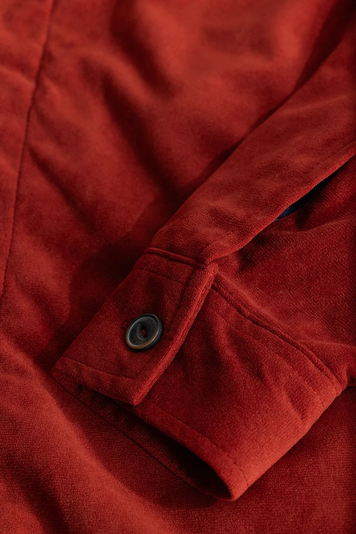 Red Suede Double Pocket Overshirt