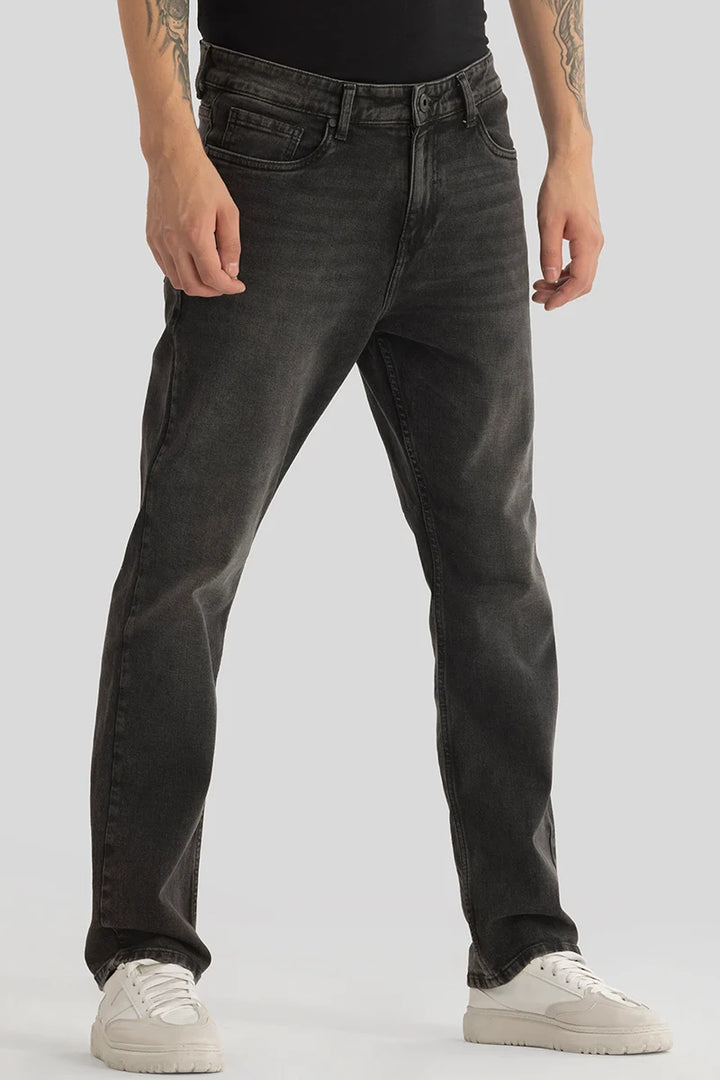 Ember Charcoal Grey Plain Comfort Fit Jeans