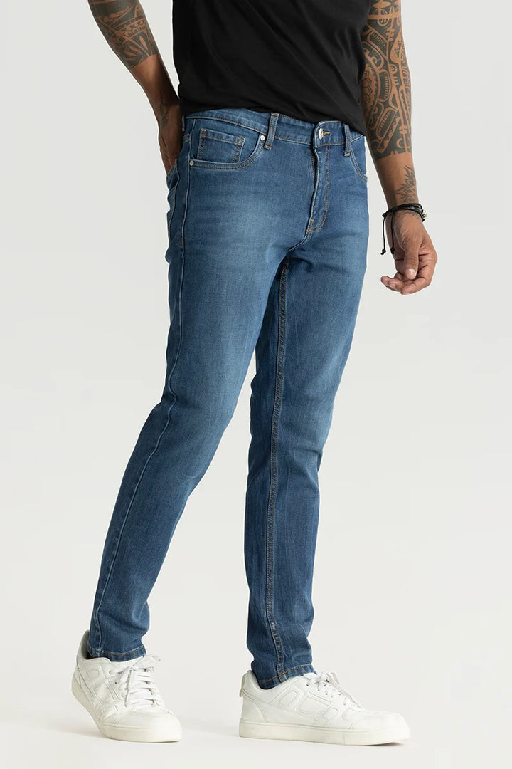 Slick Dark Blue Plain Slim Fit Jeans