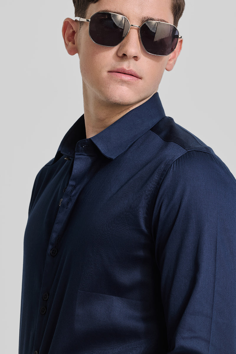 Navy Embroidered Shirt