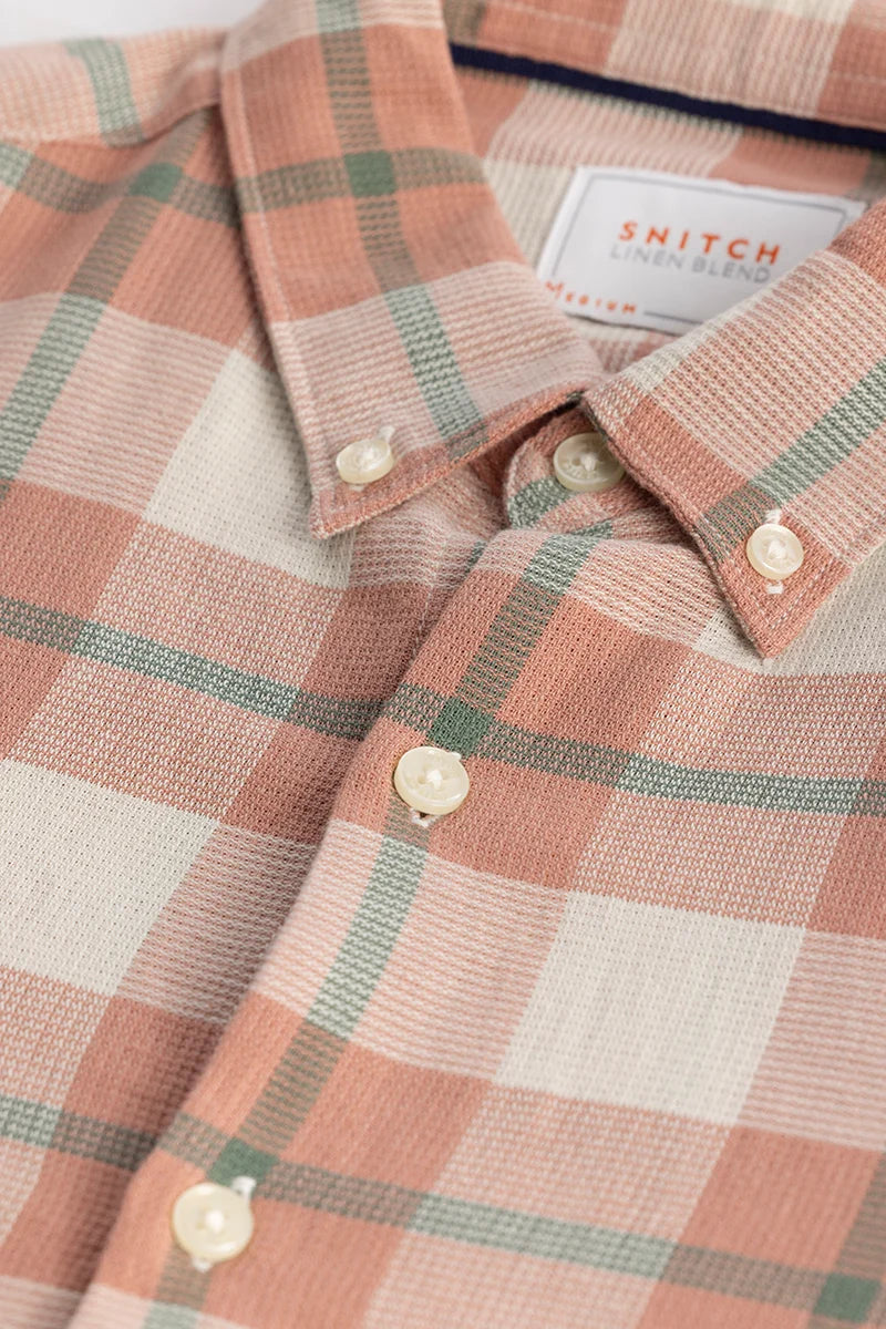 Dreamweaver Peach Checks Shirt