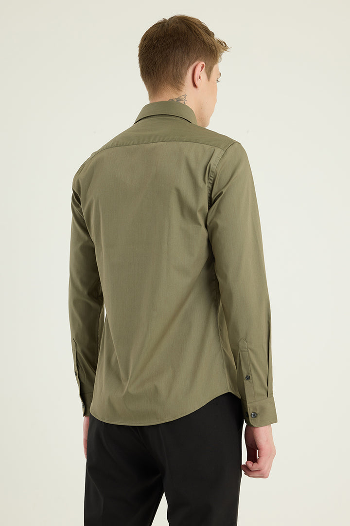 Olive Slim Fit Stretch Shirt