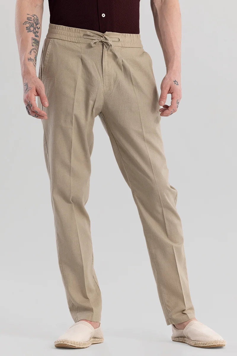 Nova Beige Linen Blend Trouser