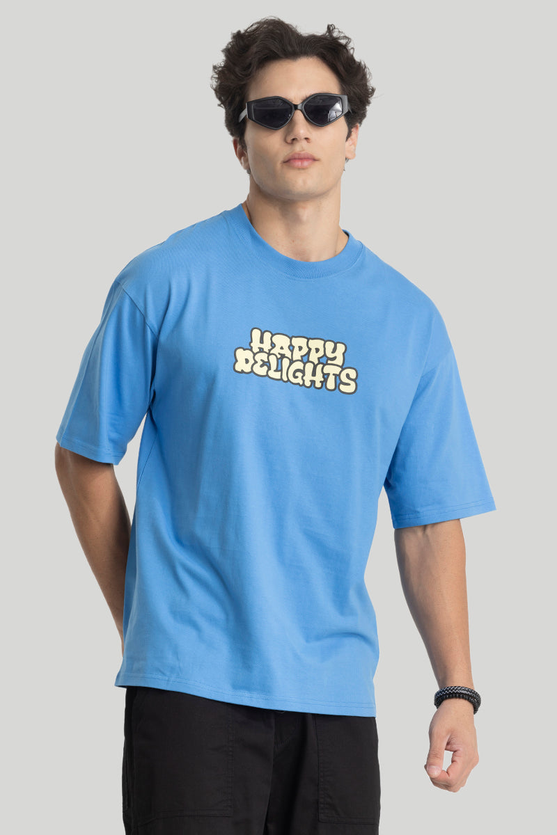 Happy Delights Blue Oversized T-Shirt