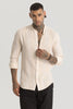 Cream Stripes Linen Blend Shirt