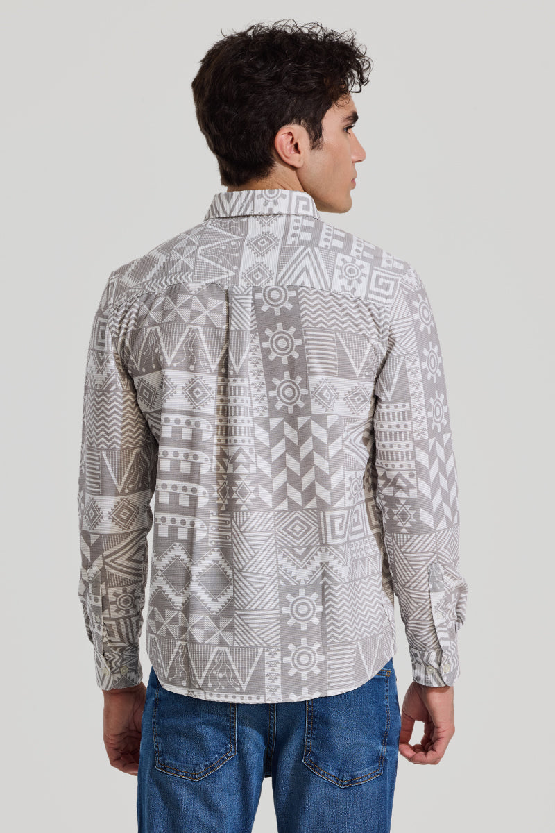 Grey Textured Abstract Shirt