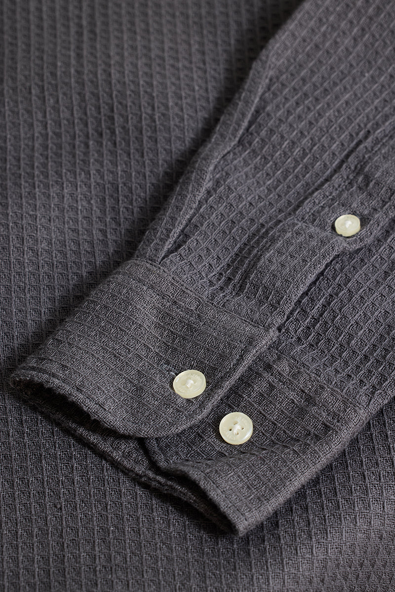 Charcoal Grey Slim Fit Textured Shirt