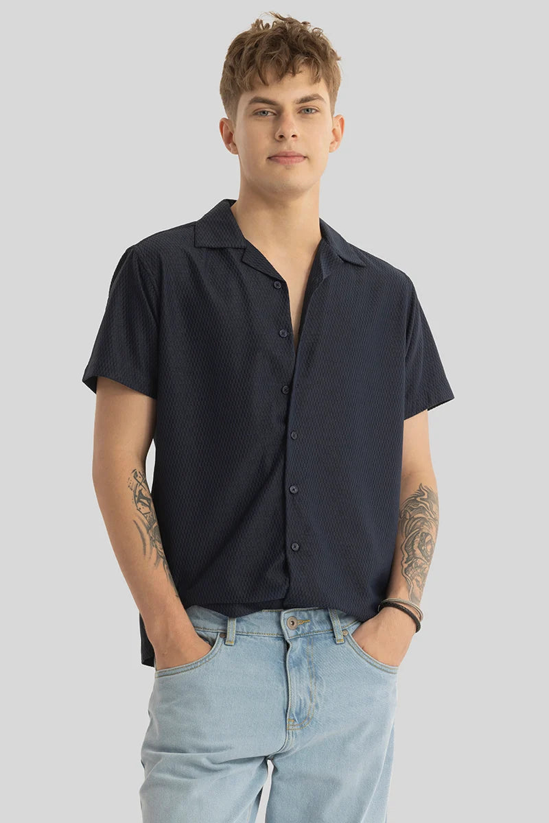 Giulio Navy Textured Shirt