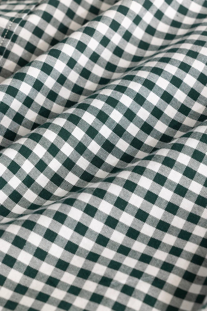 Dark Green Gingham Checks Shirt