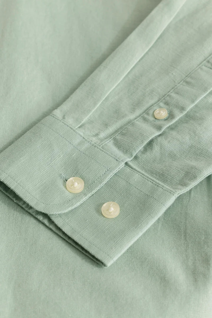 Henri Light Green Plain Linen Blend Shirt