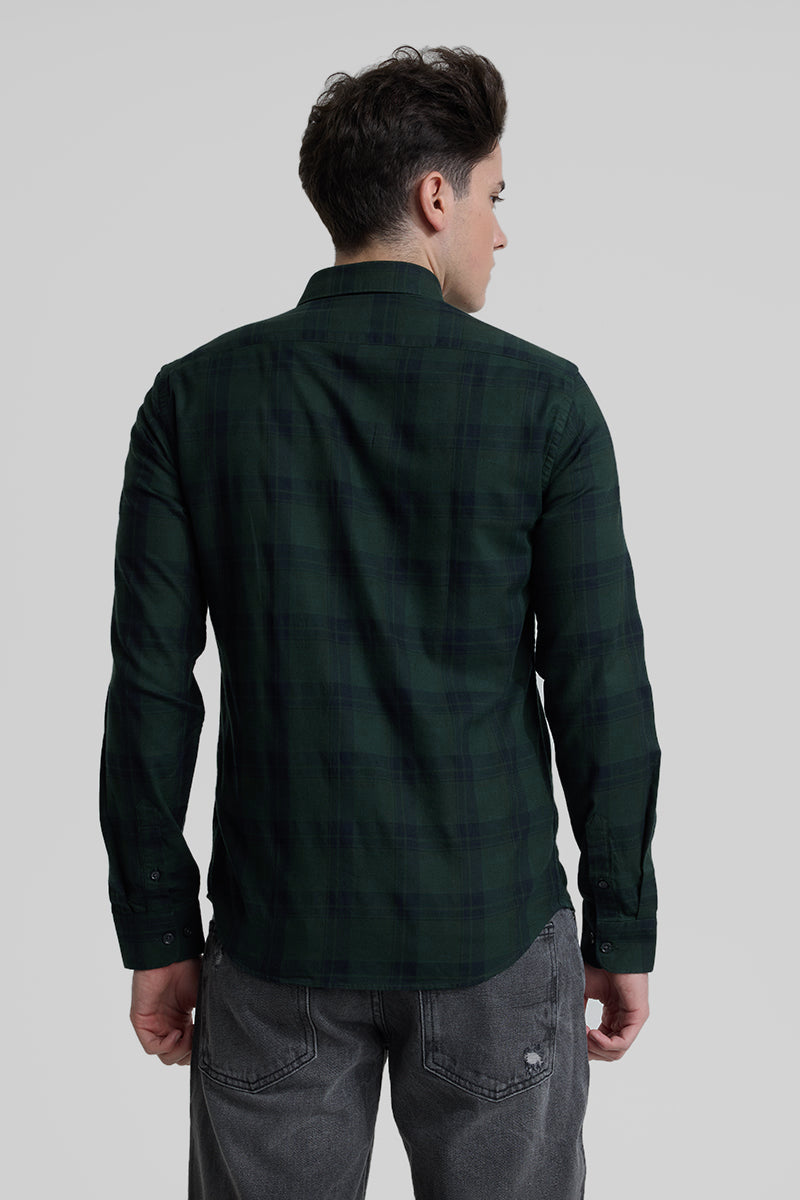 Dark Green Checks Slim Fit Shirt