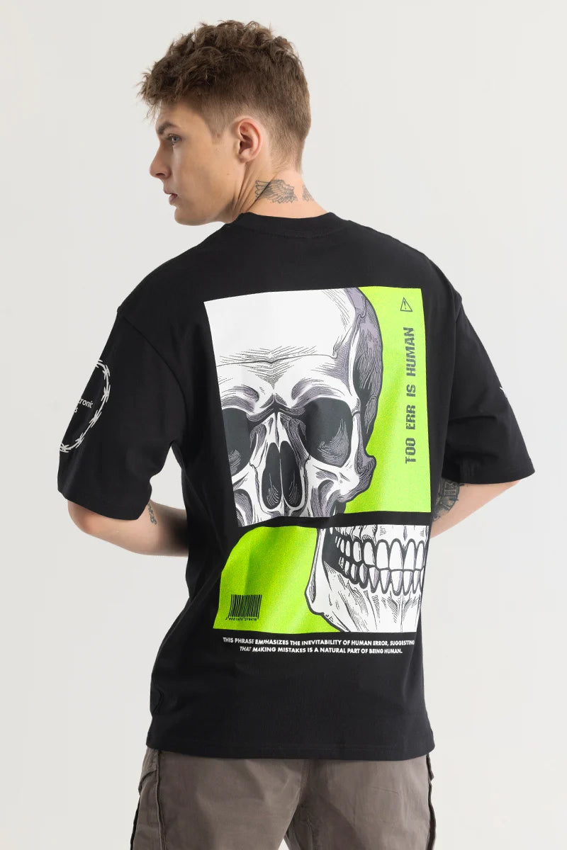 Mistake Graphic Black Oversize T-shirt