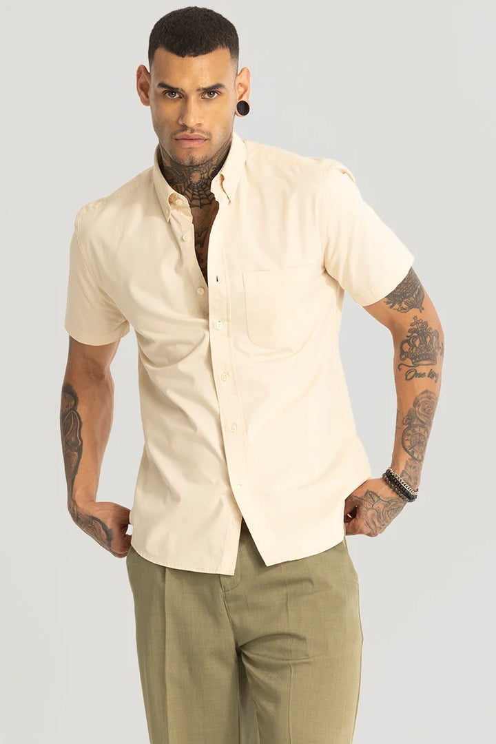 Cream Oxford Solid Shirt