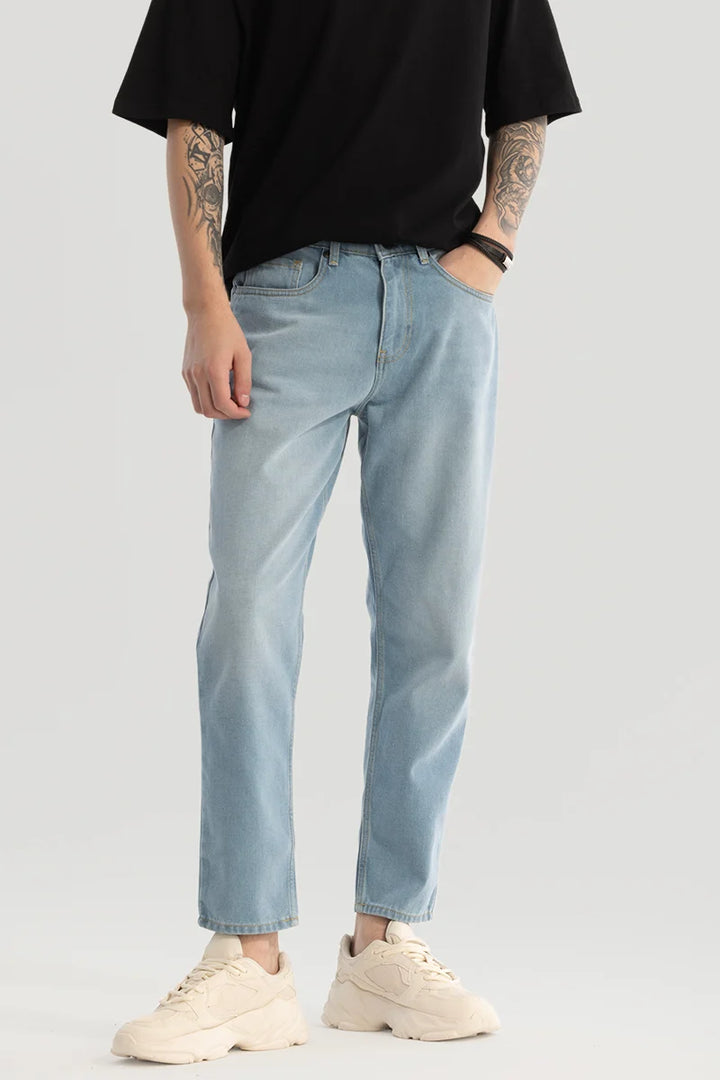 Light Blue Plain Baggy Fit Jeans