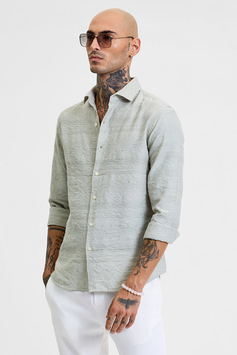 Sage Self-Design Slim Fit Shirt