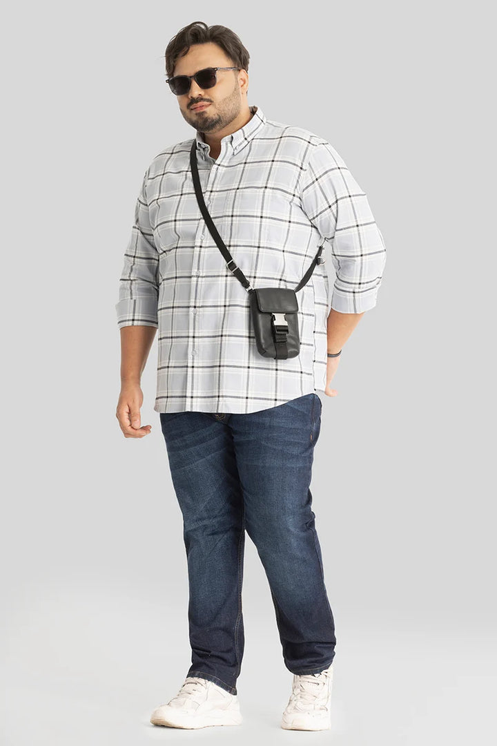 Riccardo Light Blue Checks Plus Size Shirt