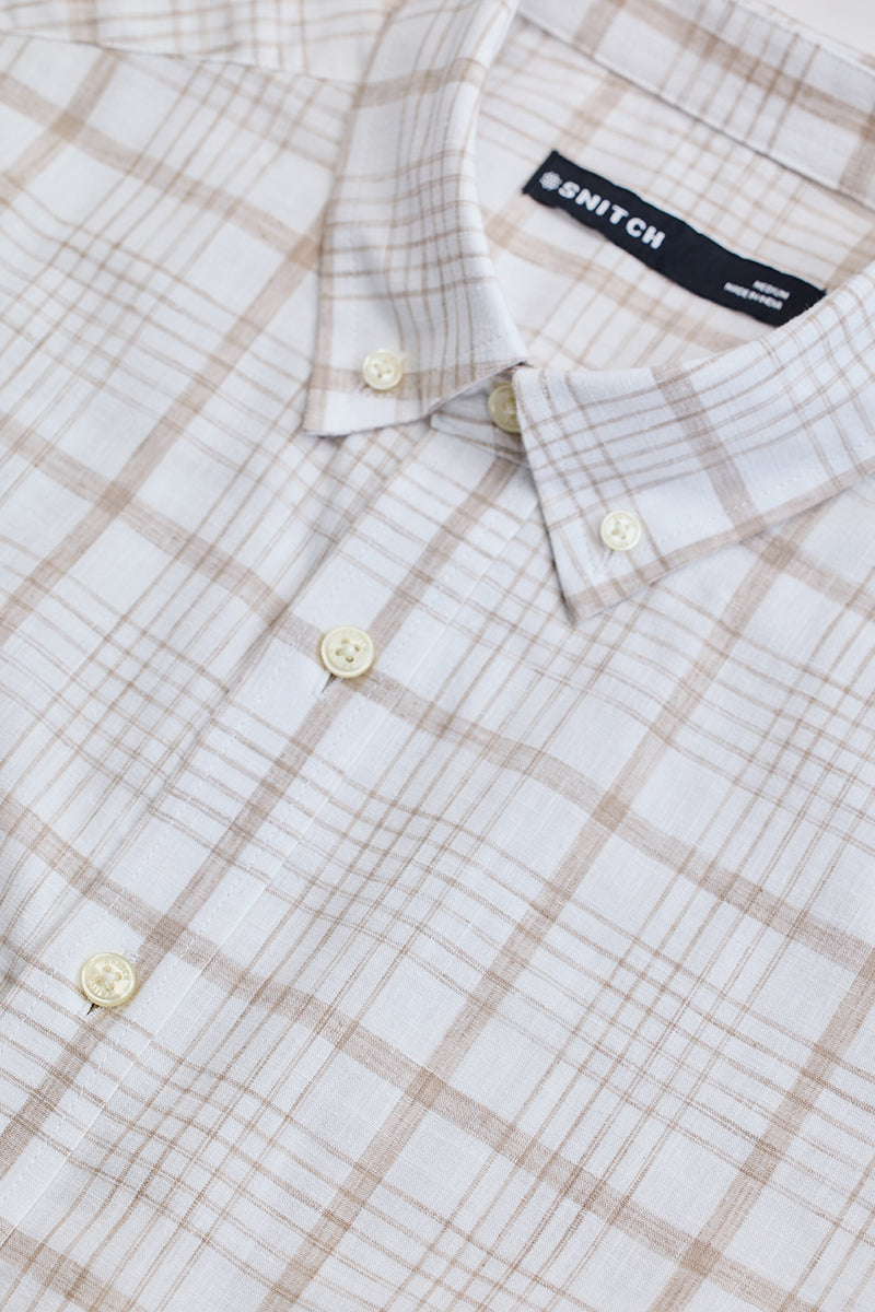 Beige Checks Oxford Shirt