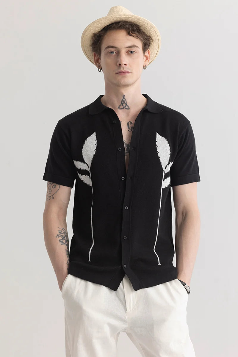 Plumaleaf Black Knitted Shirt