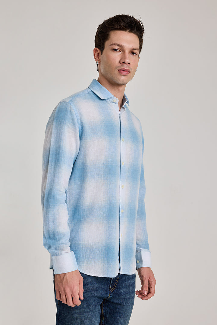 Light Blue Checks Linen Shirt