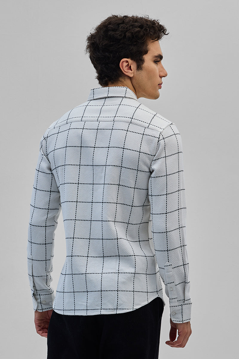 White Textured Checks Shirt