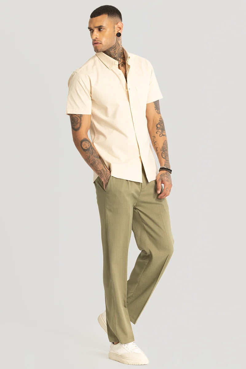 Cream Oxford Solid Shirt